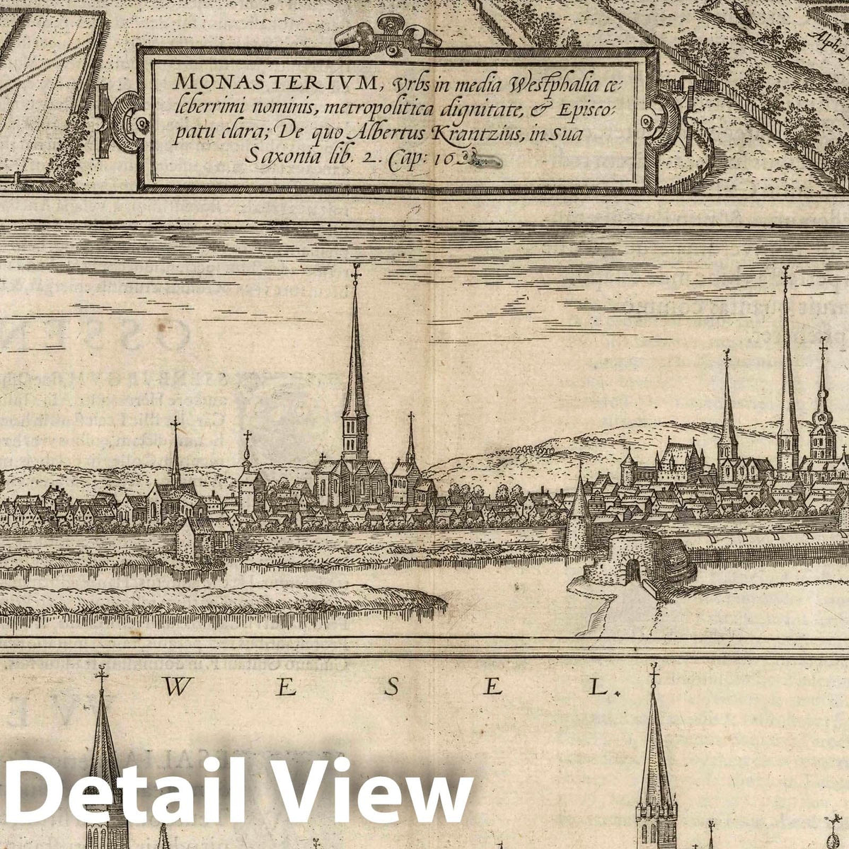 Munster - River Map, 1575 - Civitates Orbis Terrarum Historical Map Print