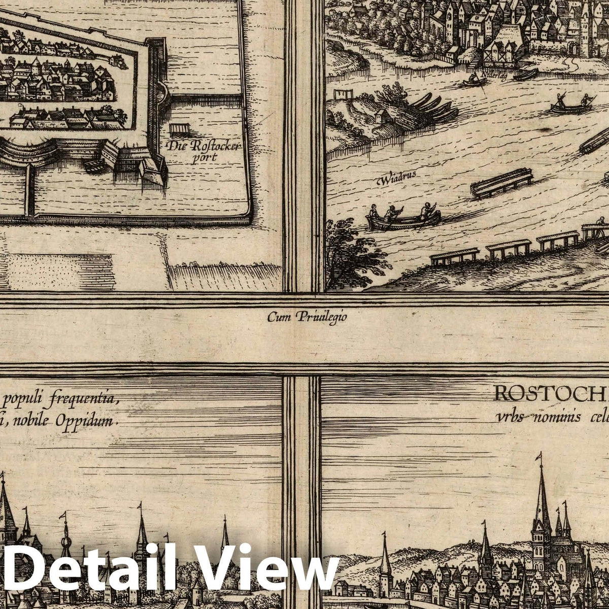 Wittenburg, Frankfurt an der Oder, Wismar, and Rostock - River Map, 1612