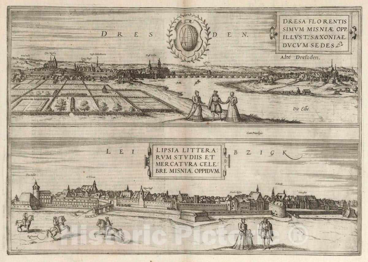 Historic Map : Dresden , Germany, Vol I (28) Dresden. Leibzigk, 1575 Atlas , Vintage Wall Art