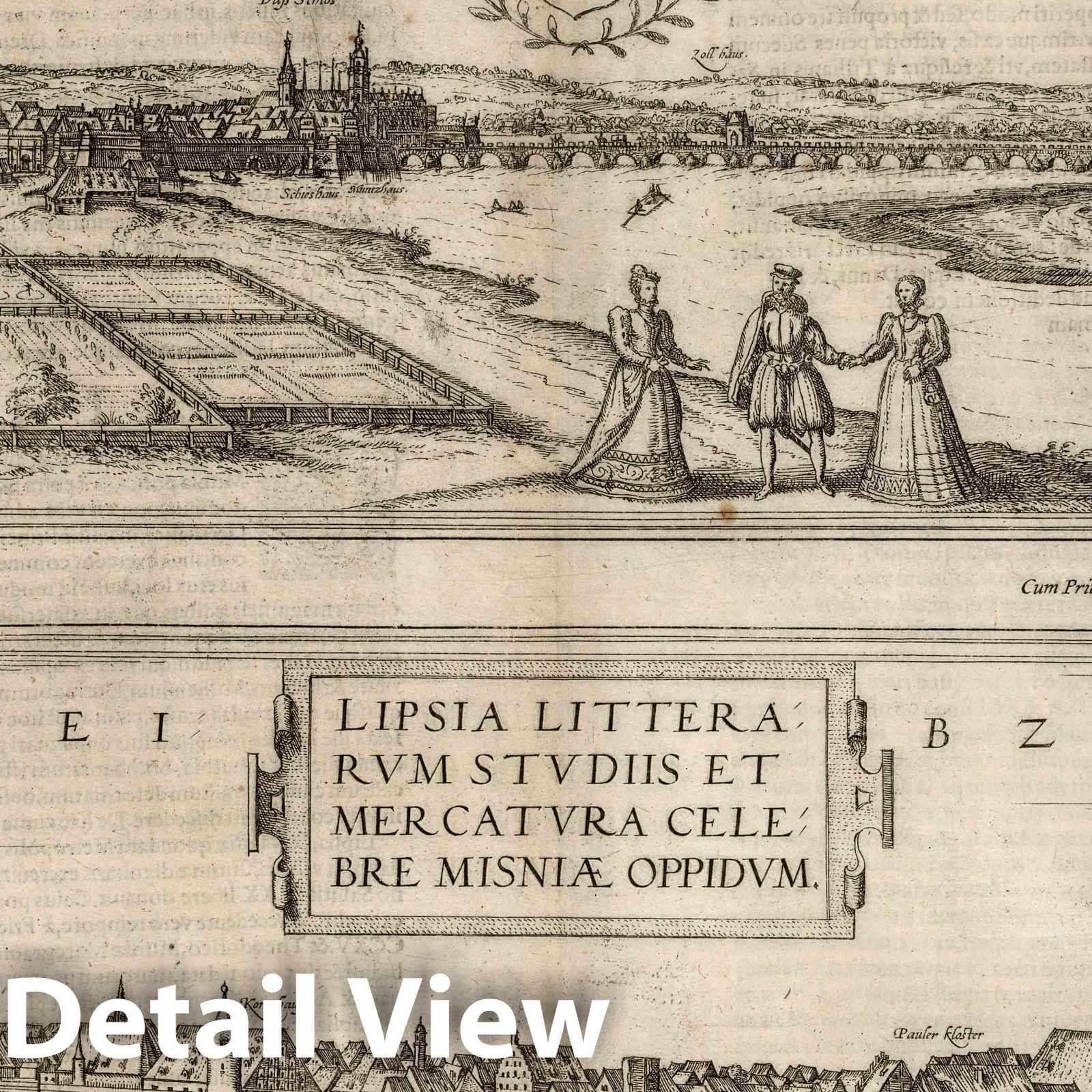 Dresden and Leipzig - River Map, 1575 - Historical Map Print