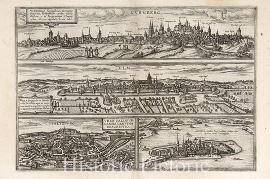 Nuremberg - River Map, 1612 - Historical Map Print from Civitates Orbis Terrarum