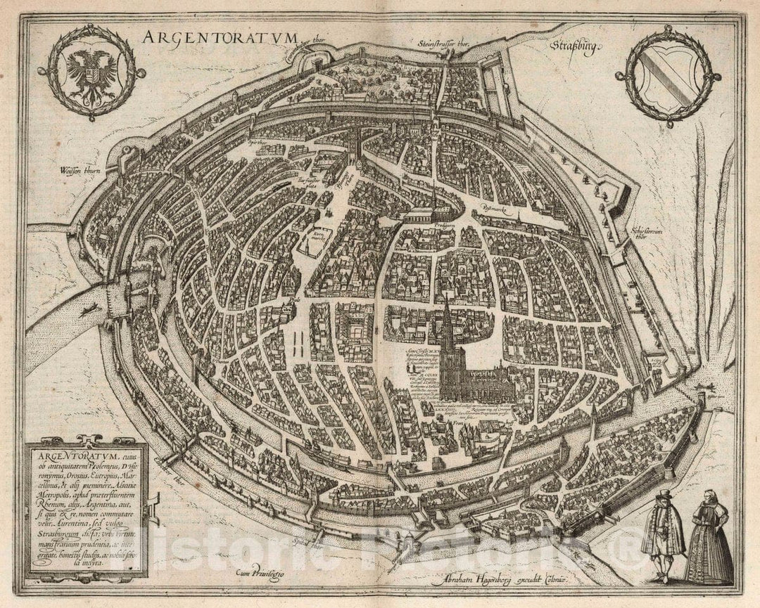 Historic Map : Strasbourg , France, Vol I (33) Argentoratum (Strasbourg), 1575 Atlas , Vintage Wall Art