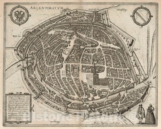 Historic Map : Strasbourg , France, Vol I (33) Argentoratum (Strasbourg), 1575 Atlas , Vintage Wall Art
