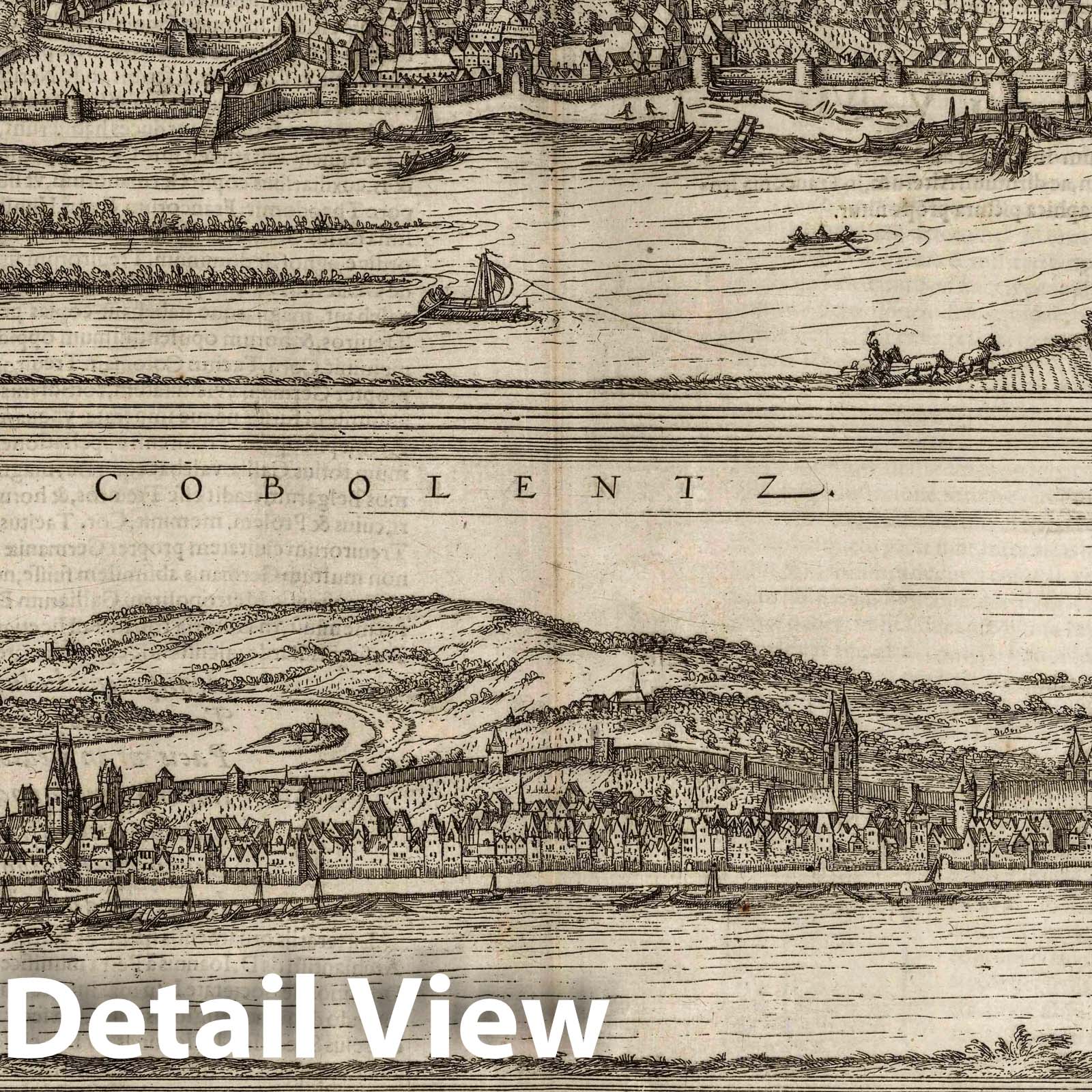 Trier, Koblenz, and Rothenburg - River Map, 1575 - Historical Map Print