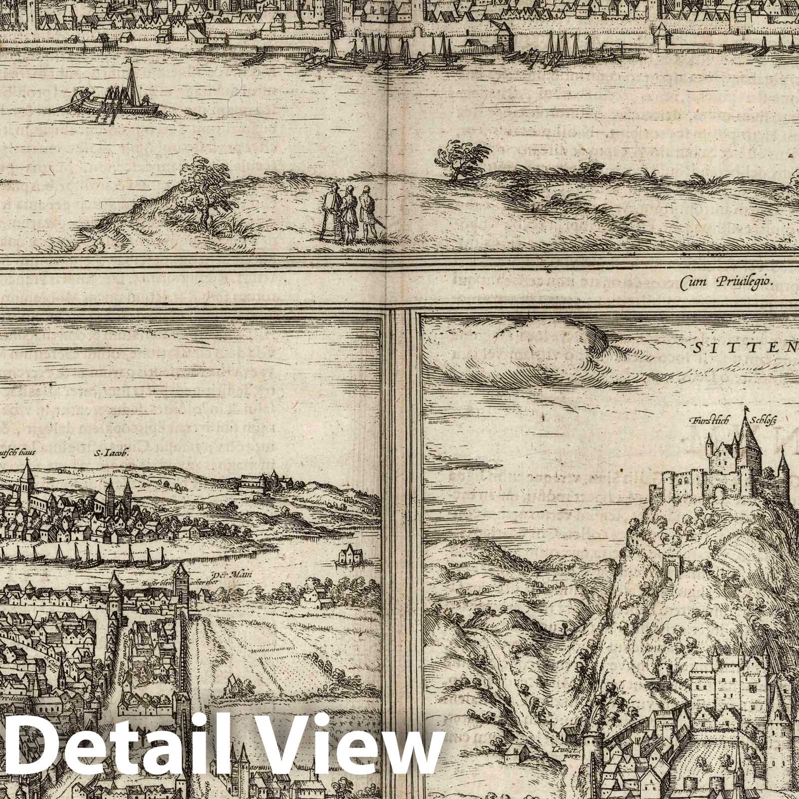 Mainz, Wurzburg, and Sion - River Map, 1575 - Historical Map Print