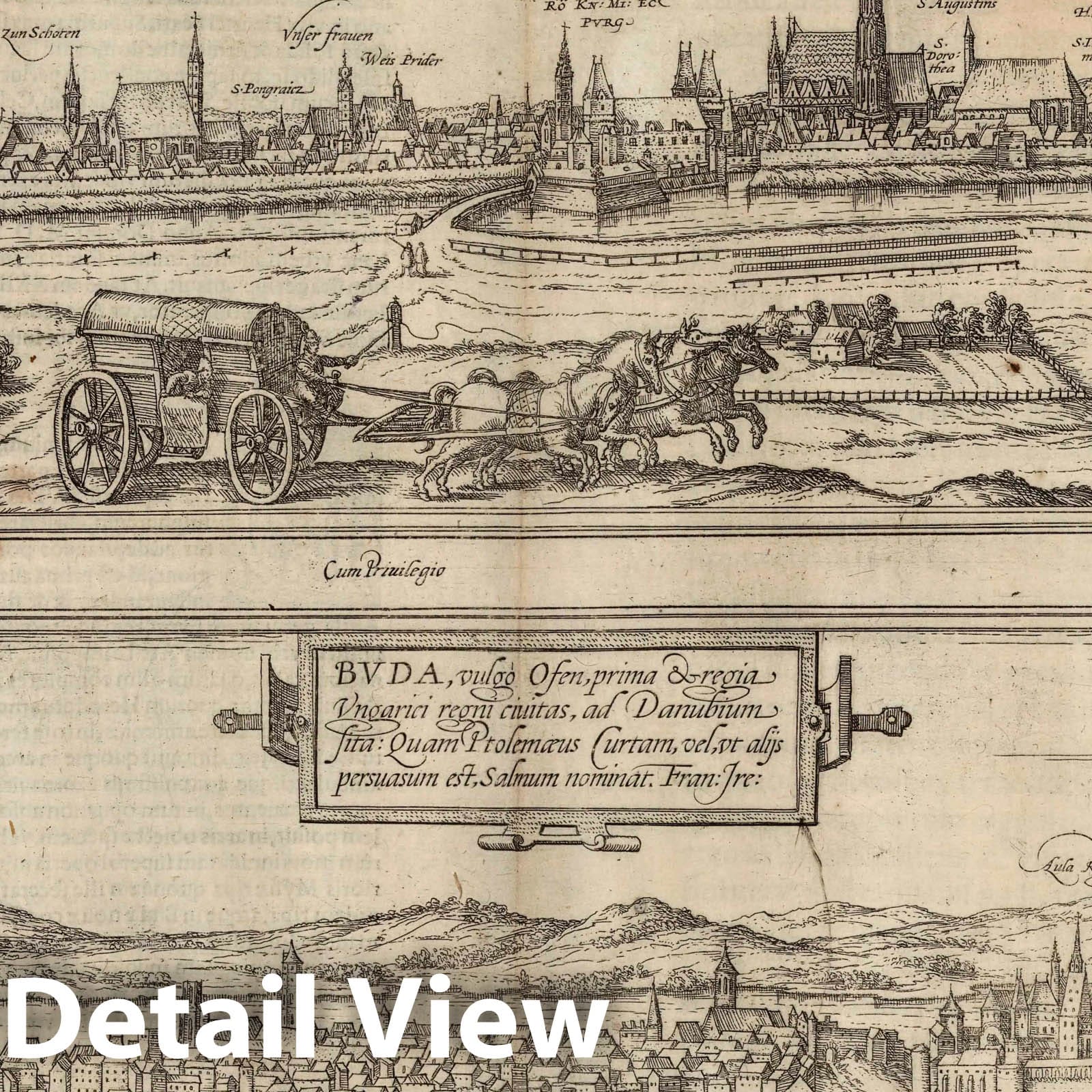 Vienna and Budapest - River Map, 1600 - Historical Map Print