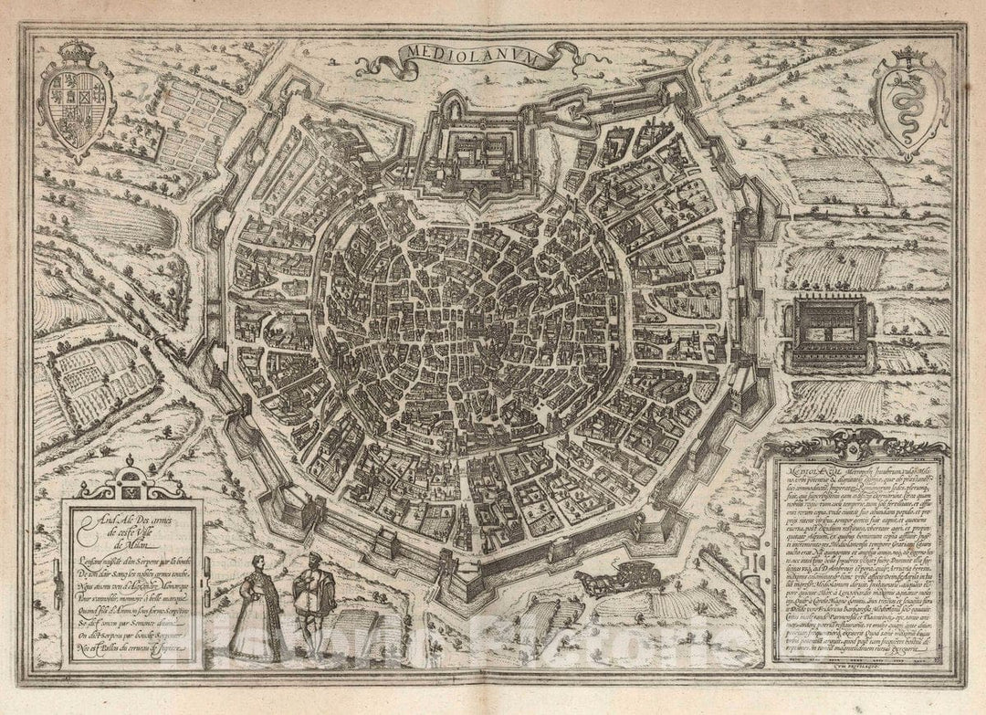 Historic Map : Milan (Italy), Vol I (42) Mediolanum (Milan), 1575 Atlas , Vintage Wall Art
