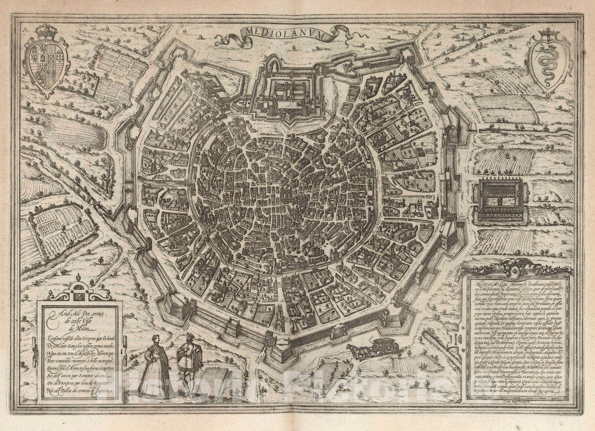 Historic Map : Milan (Italy), Vol I (42) Mediolanum (Milan), 1575 Atlas , Vintage Wall Art