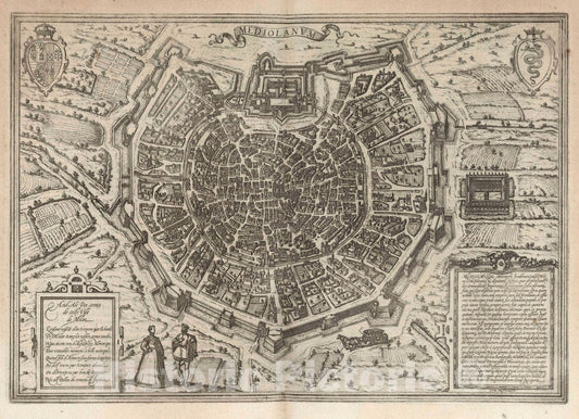 Historic Map : Milan (Italy), Vol I (42) Mediolanum (Milan), 1575 Atlas , Vintage Wall Art