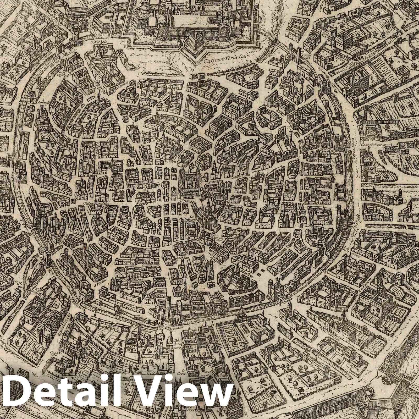 Milan, Italy - River Map, 1575 - Historical Map Print