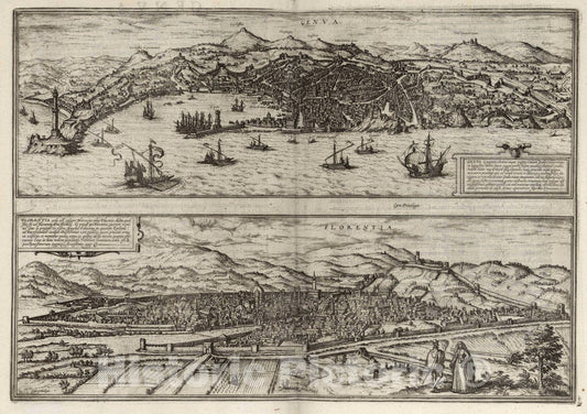 Historic Map : Vol I (44) Genva (Geneva). Florentia (Florence), 1575 Atlas - Vintage Wall Art