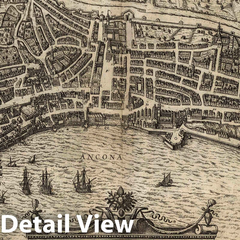 Historic Map : Ancona (Italy), Civitates Orbis Terrarum. Vol I (46) Ancona, 1575 Atlas , Vintage Wall Art