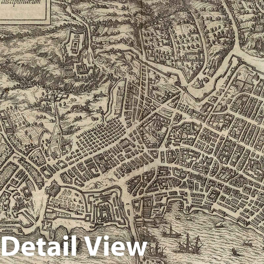 Historic Wall Map : Naples (Italy), Vol I (47) Neapolis (Naples), 1575 Atlas , Vintage Wall Art