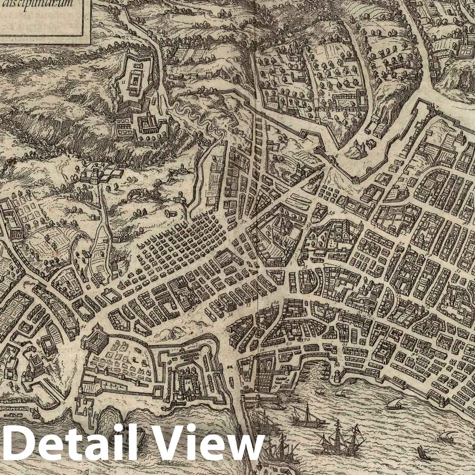 Naples, Italy - River Map, 1575 - Historical Map Print