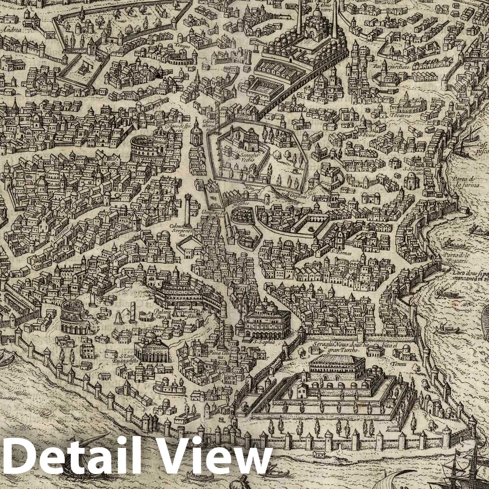Istanbul, Turkey - River Map, 1575 - Historical Map Print