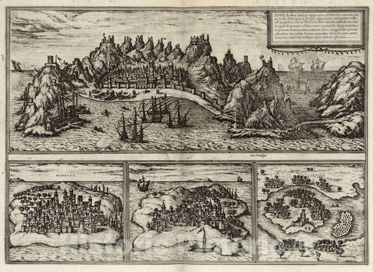 Historic Map : Aden (Yemen), Vol I (53) Aden. Mombaza (Mombasa). Quiloa (Kilwa Kisiwani). Cefala (Sofala), 1575 Atlas , Vintage Wall Art