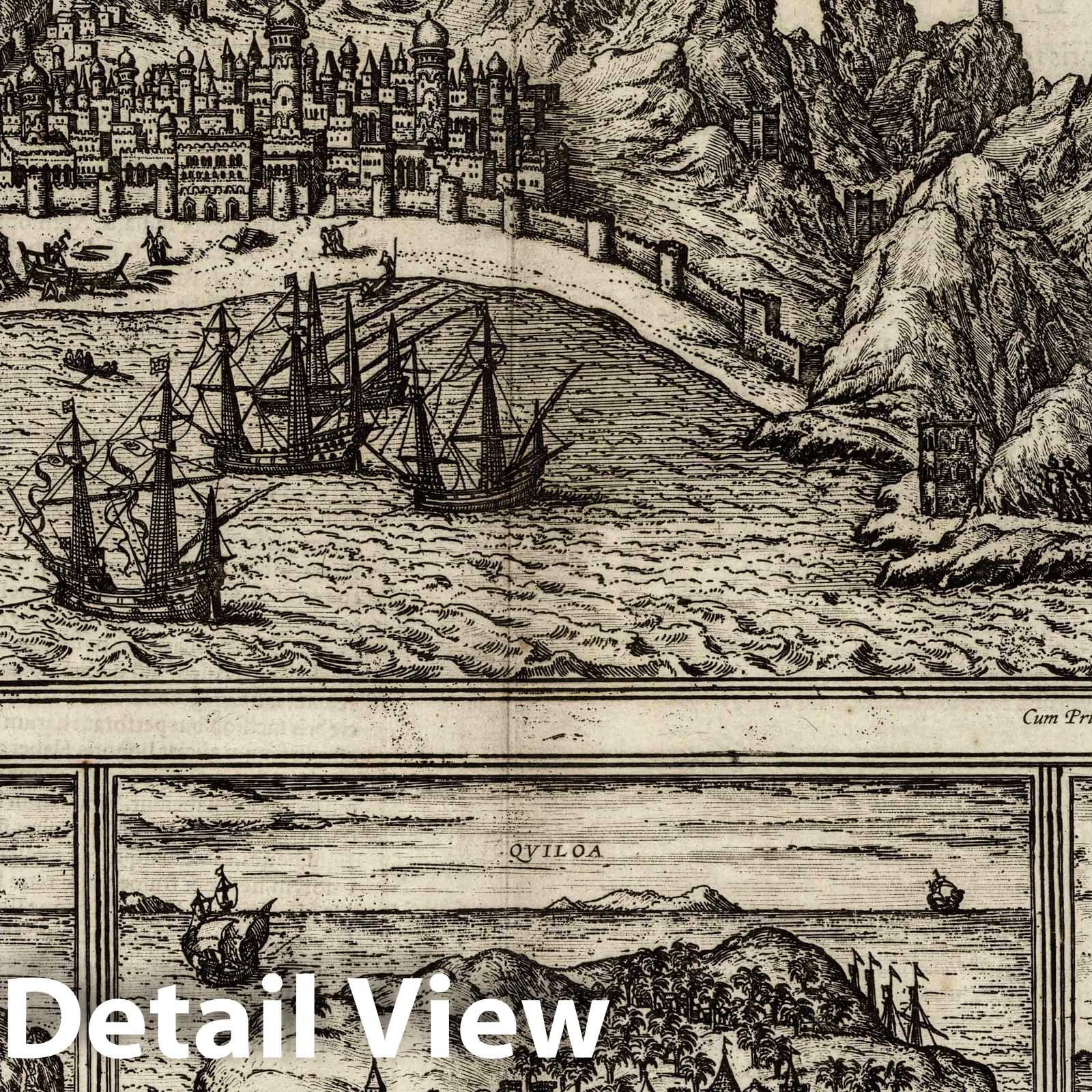Aden, Mombasa, Kilwa Kisiwani, and Sofala - River Map, 1575 - Historical Map Print