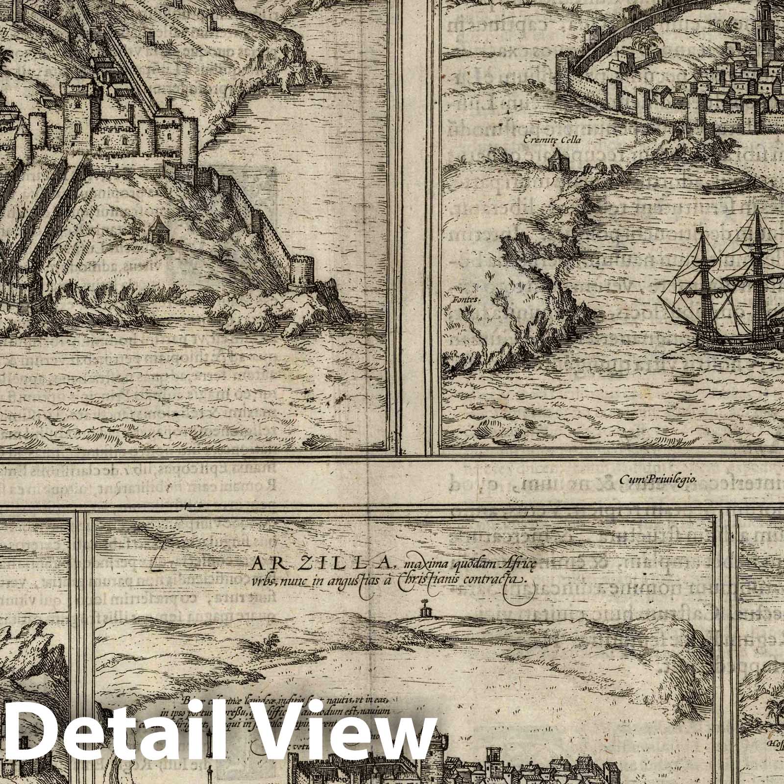 Tangier, Safi, Ceuta, Asilah, and Sale - Morocco, 1575 - Historical Map Print