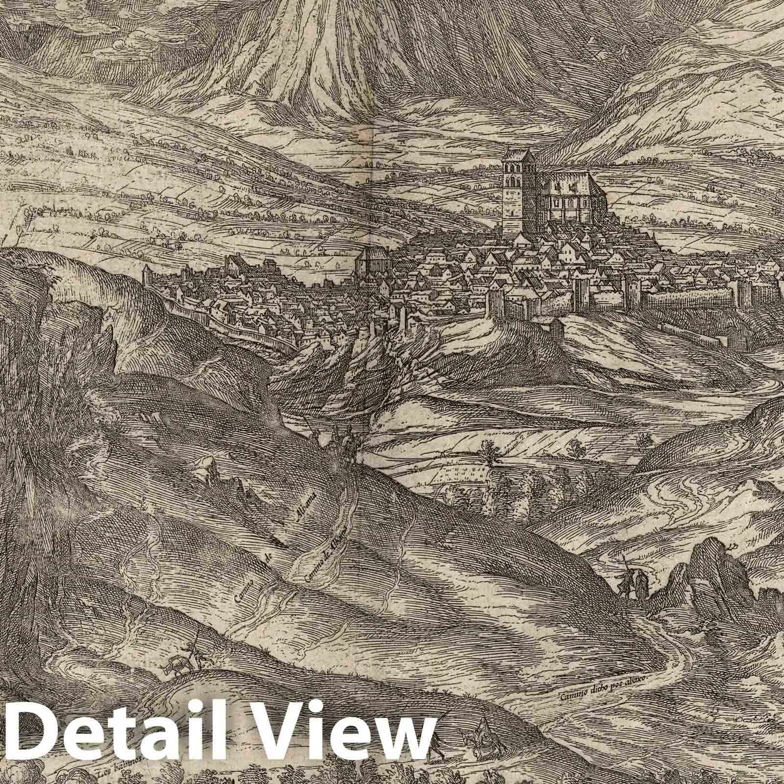 Alhama de Granada, Spain - River Map, 1575 - Historical Map Print