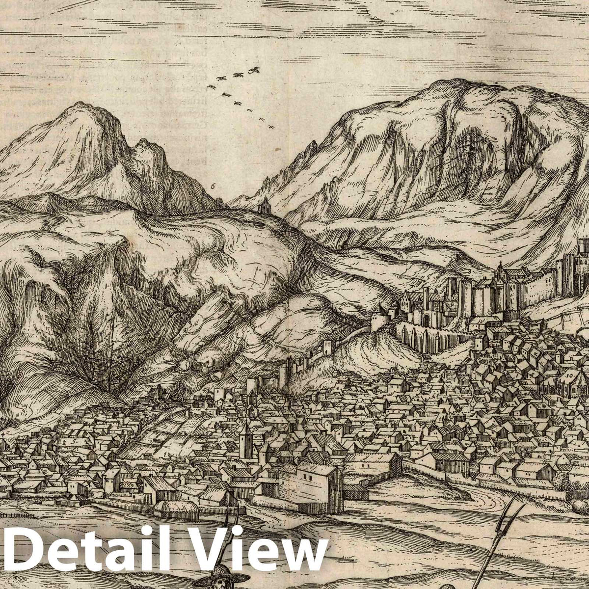 Antequera, Spain - River Map, 1575 - Historical Map Print