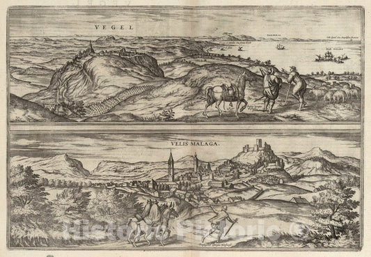 Historic Map : Vejer de la Frontera , Spain, Vol II (5) Vegel (Vejer). Vellis Malaga (Velez), 1575 Atlas , Vintage Wall Art