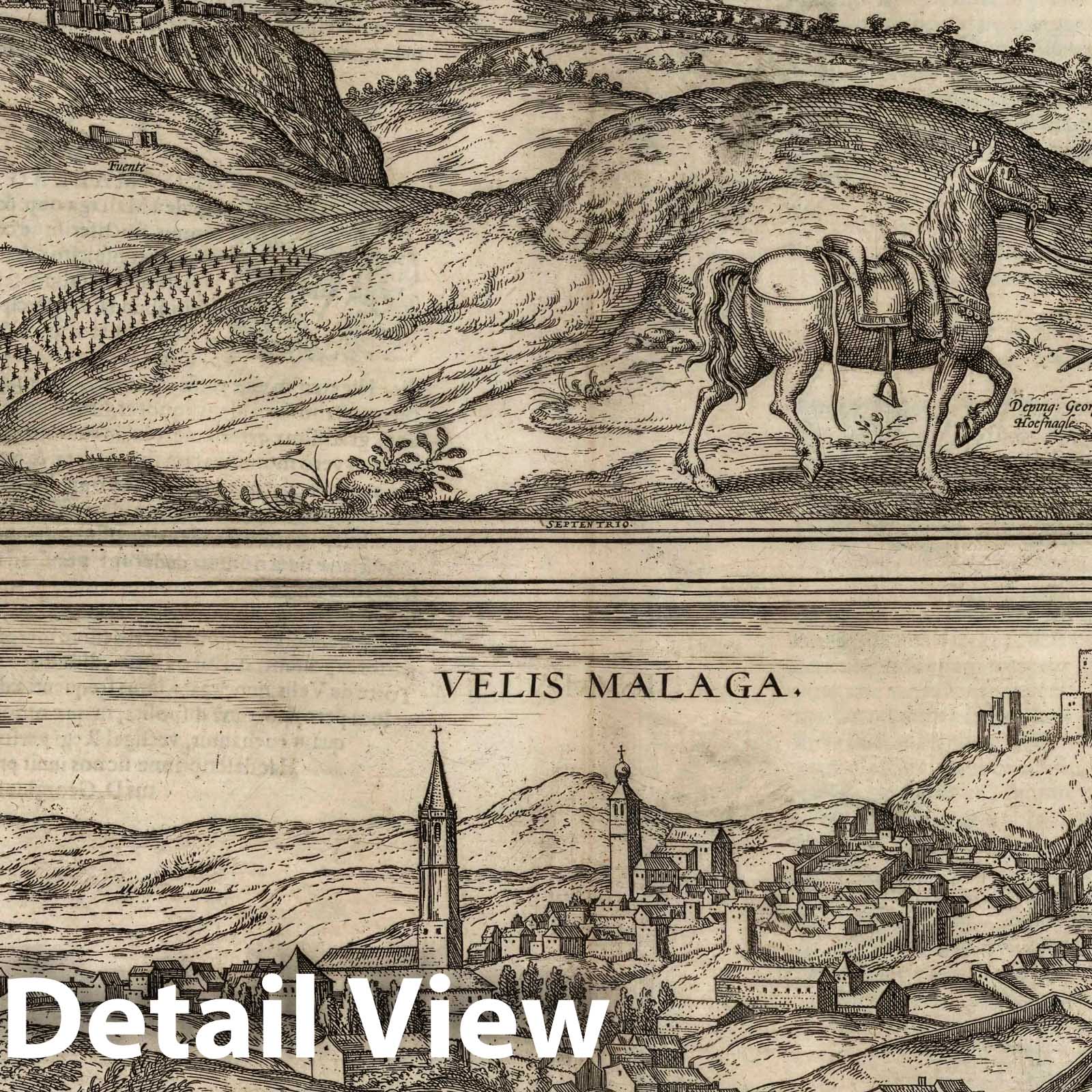 Vejer de la Frontera and Velez Malaga, Spain - River Map, 1575 - Historical Map Print