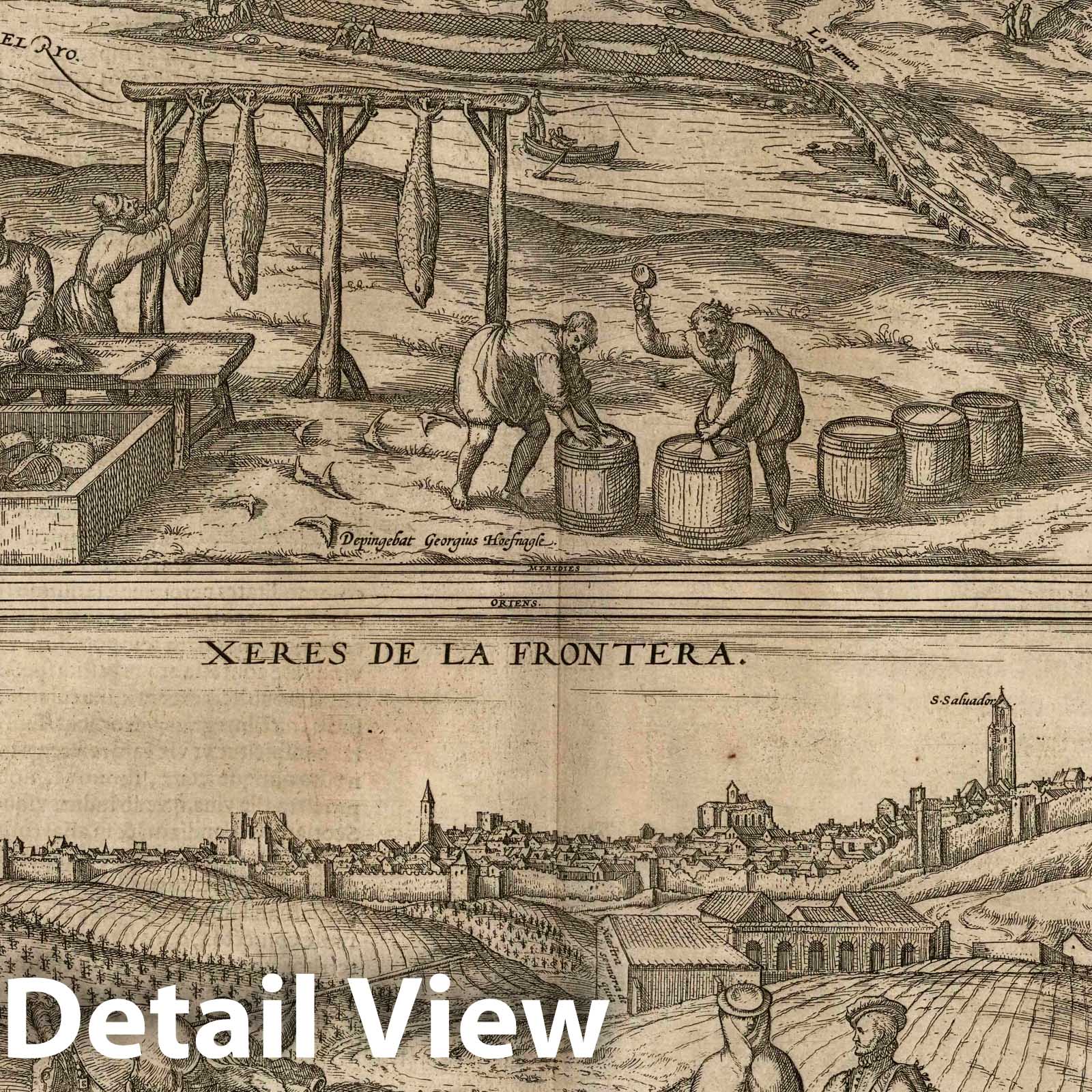 Conil and Jerez de la Frontera, Spain - Historical Map Print, 1575