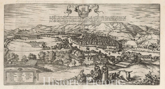 Bilbao, Spain - River Map, 1575 - Historical Map Print
