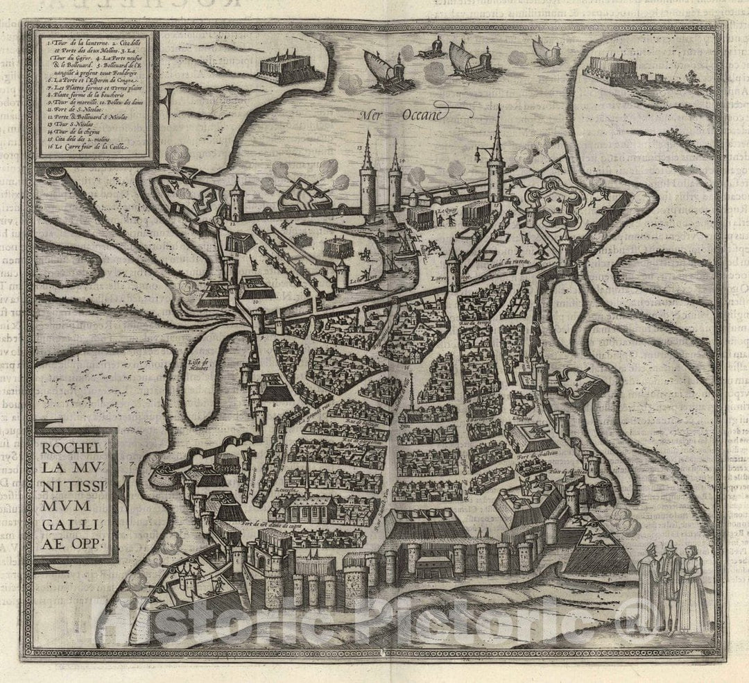 Historic Map : La Rochelle , France, Vol II (11) Rochella (La Rochelle), 1575 Atlas , Vintage Wall Art