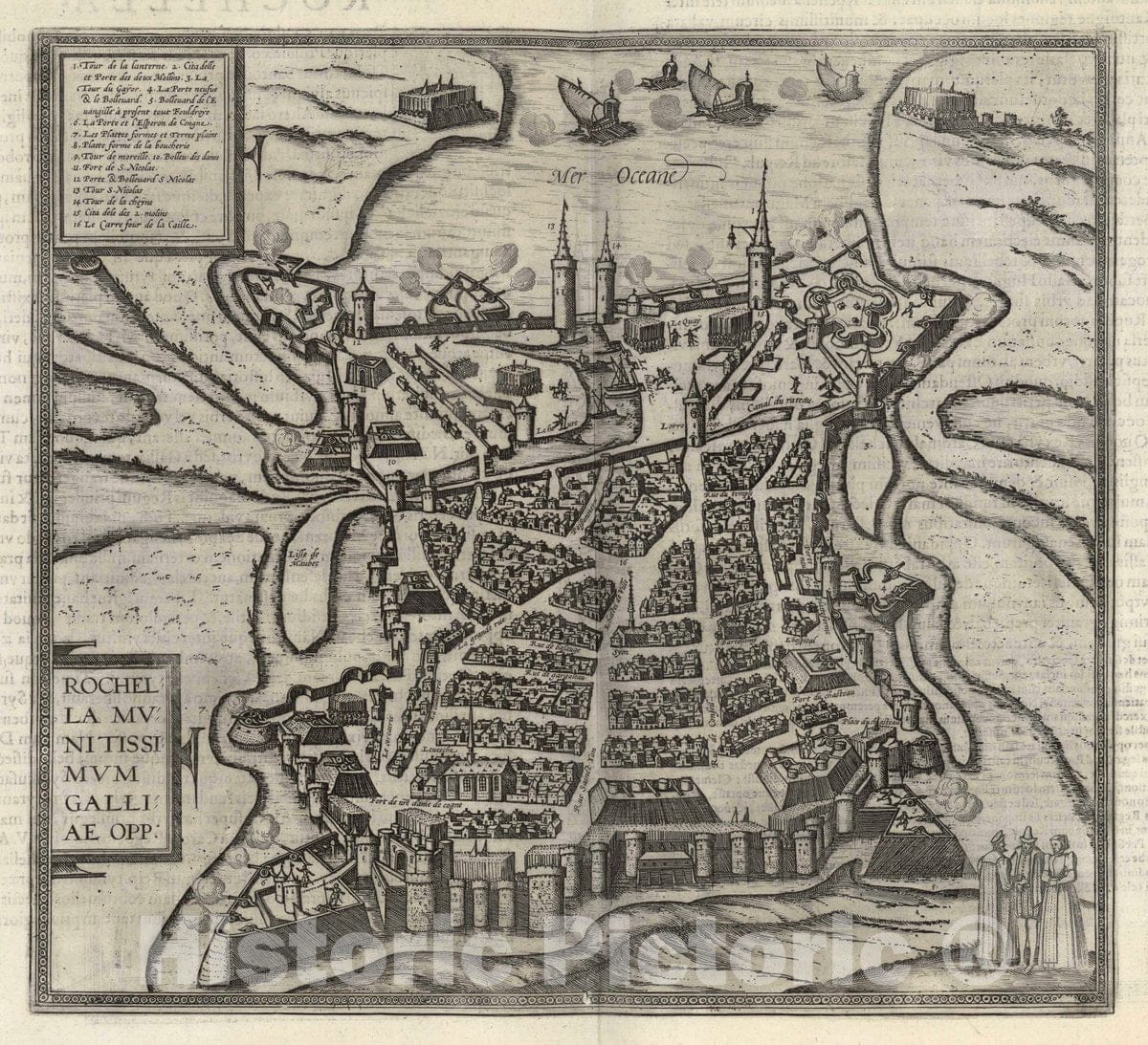 Historic Map : La Rochelle , France, Vol II (11) Rochella (La Rochelle), 1575 Atlas , Vintage Wall Art