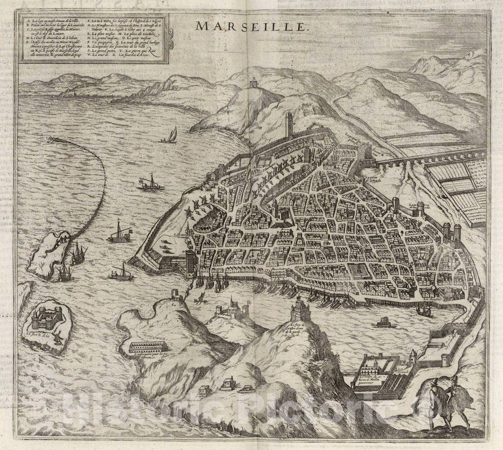 Historic Map : Marseille , France, Vol II (12) Marseille, 1575 Atlas , Vintage Wall Art