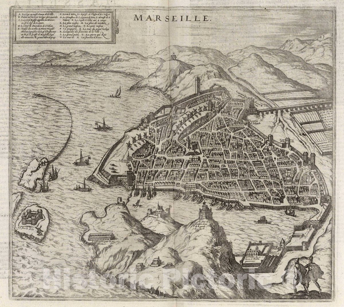 Marseille, France - River Map, 1575 - Civitates Orbis Terrarum