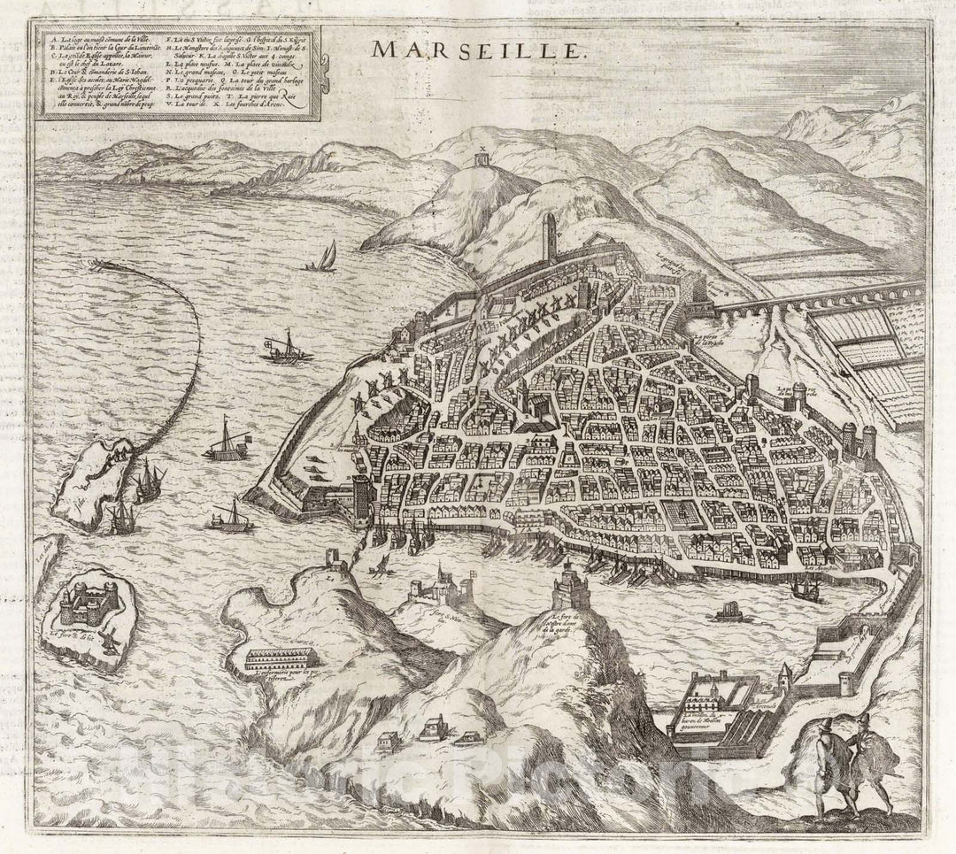 Historic Map : Marseille , France, Vol II (12) Marseille, 1575 Atlas , Vintage Wall Art