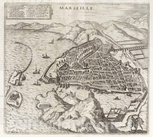 Historic Map : Marseille , France, Vol II (12) Marseille, 1575 Atlas , Vintage Wall Art