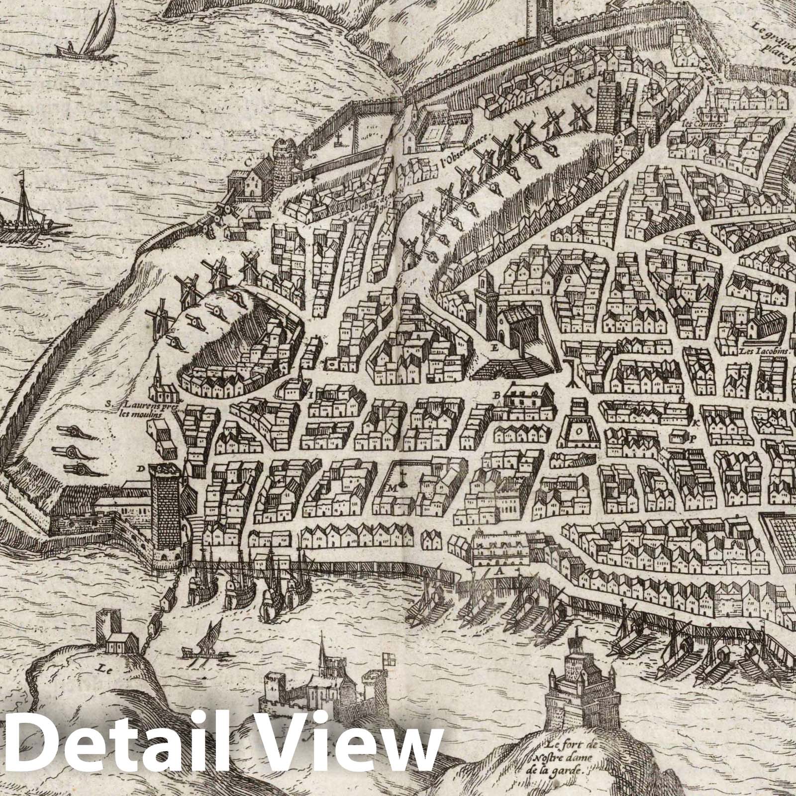 Marseille, France - River Map, 1575 - Civitates Orbis Terrarum
