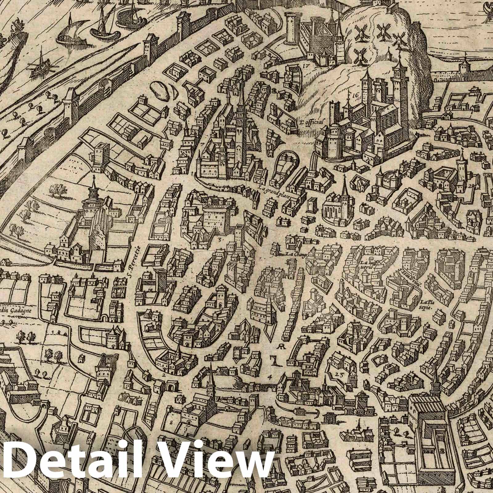 Historic Map : Avignon , France, Civitates Orbis Terrarum. Vol II (13) Avignon, 1575 Atlas , Vintage Wall Art