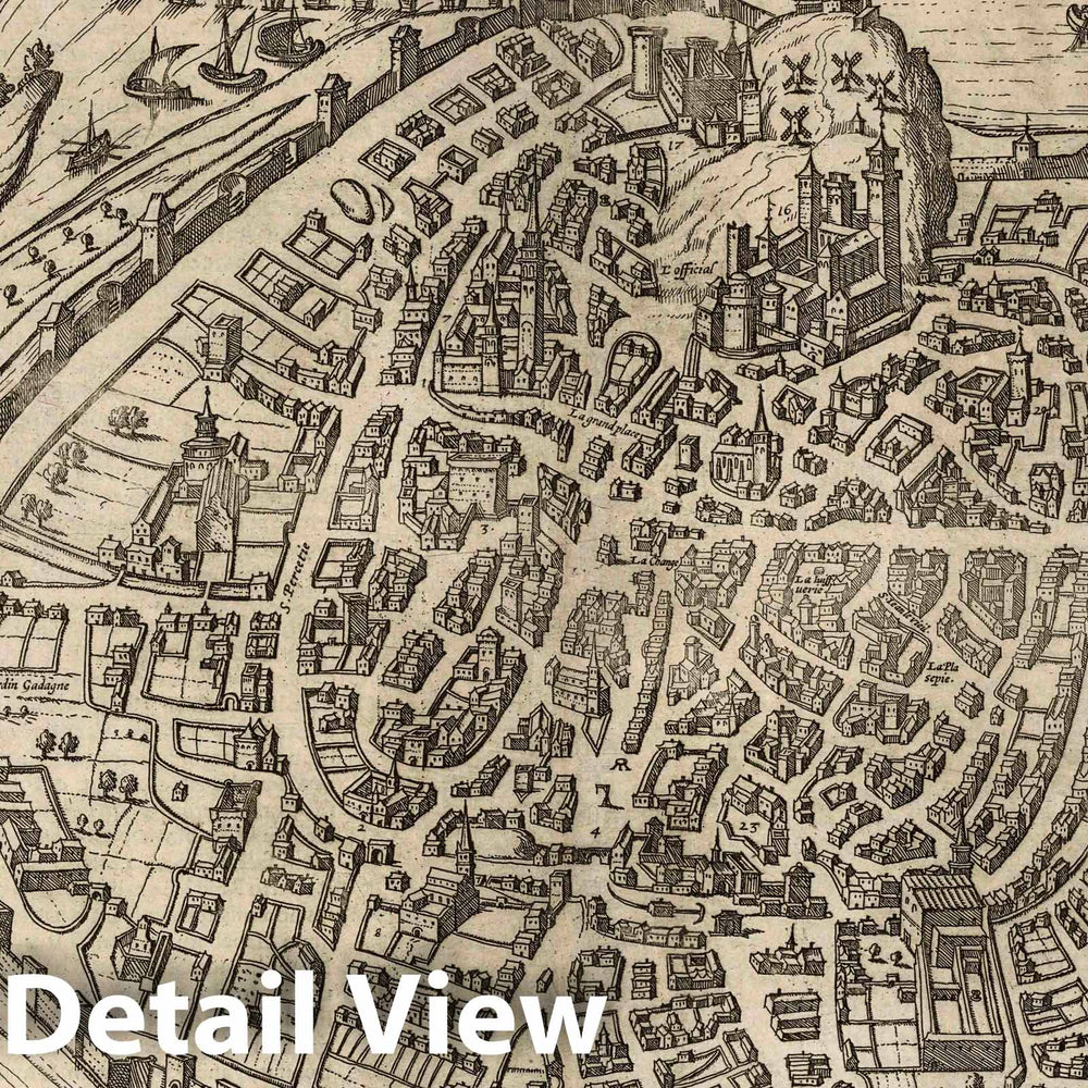 Historic Map : Avignon , France, Civitates Orbis Terrarum. Vol II (13) Avignon, 1575 Atlas , Vintage Wall Art