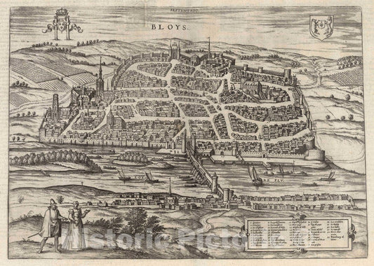 Historic Map : Blois , France, Vol II (14) Bloys (Blois), 1575 Atlas , Vintage Wall Art