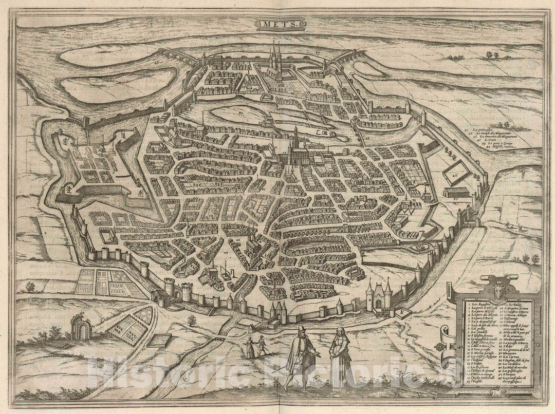 Historic Map : Metz , France, Vol II (15) Mets (Metz), 1575 Atlas , Vintage Wall Art
