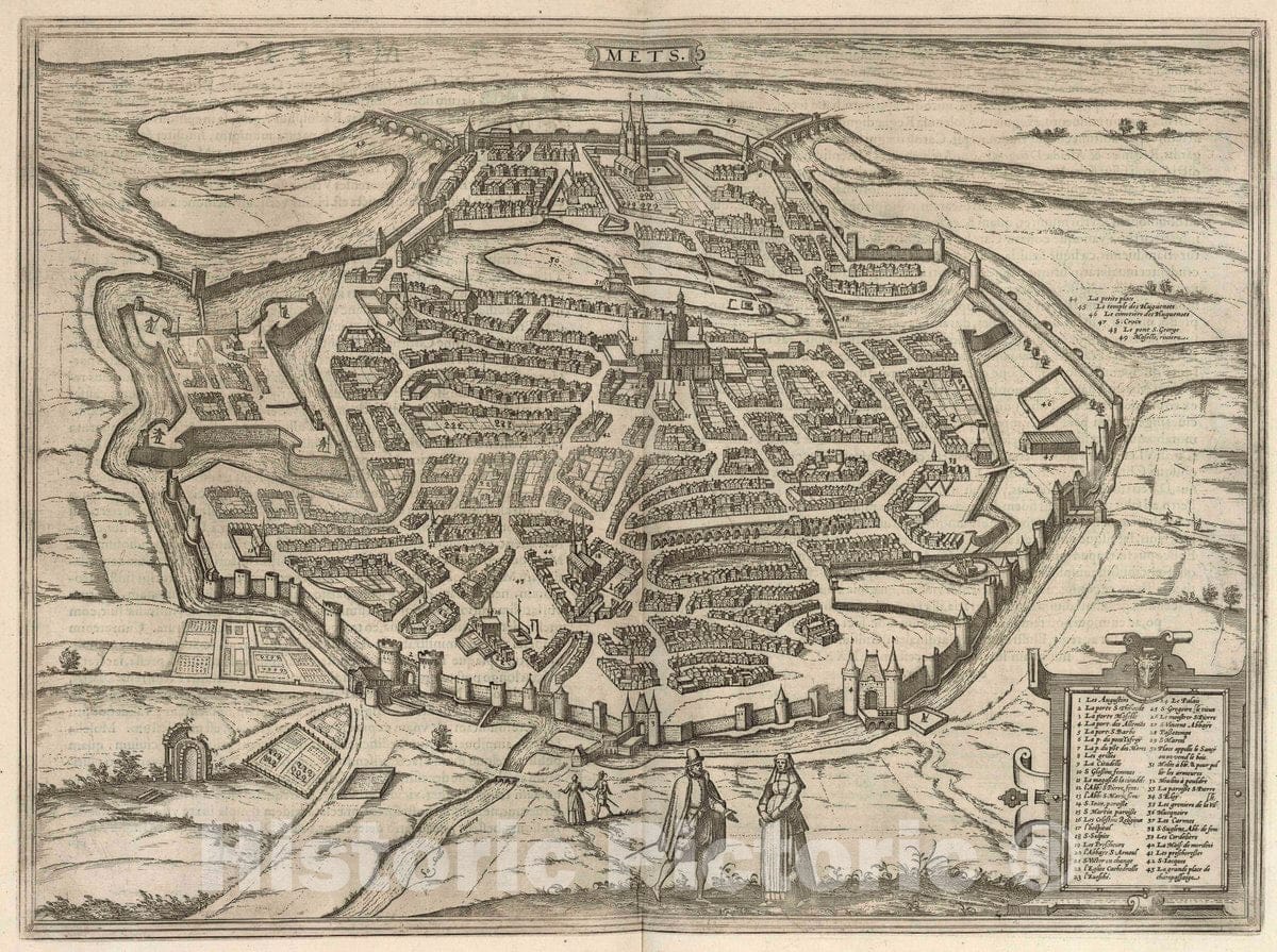 Historic Map : Metz , France, Vol II (15) Mets (Metz), 1575 Atlas , Vintage Wall Art