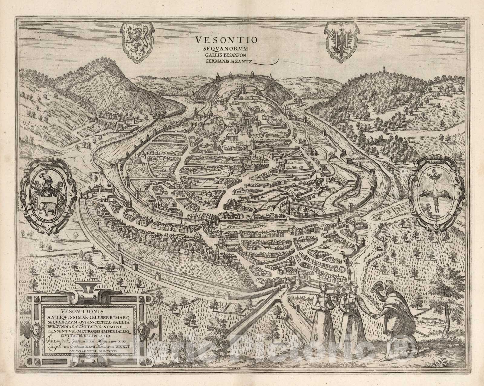Historic Map : Vol II (16) Vesontio (Besancon), 1575 Atlas - Vintage Wall Art
