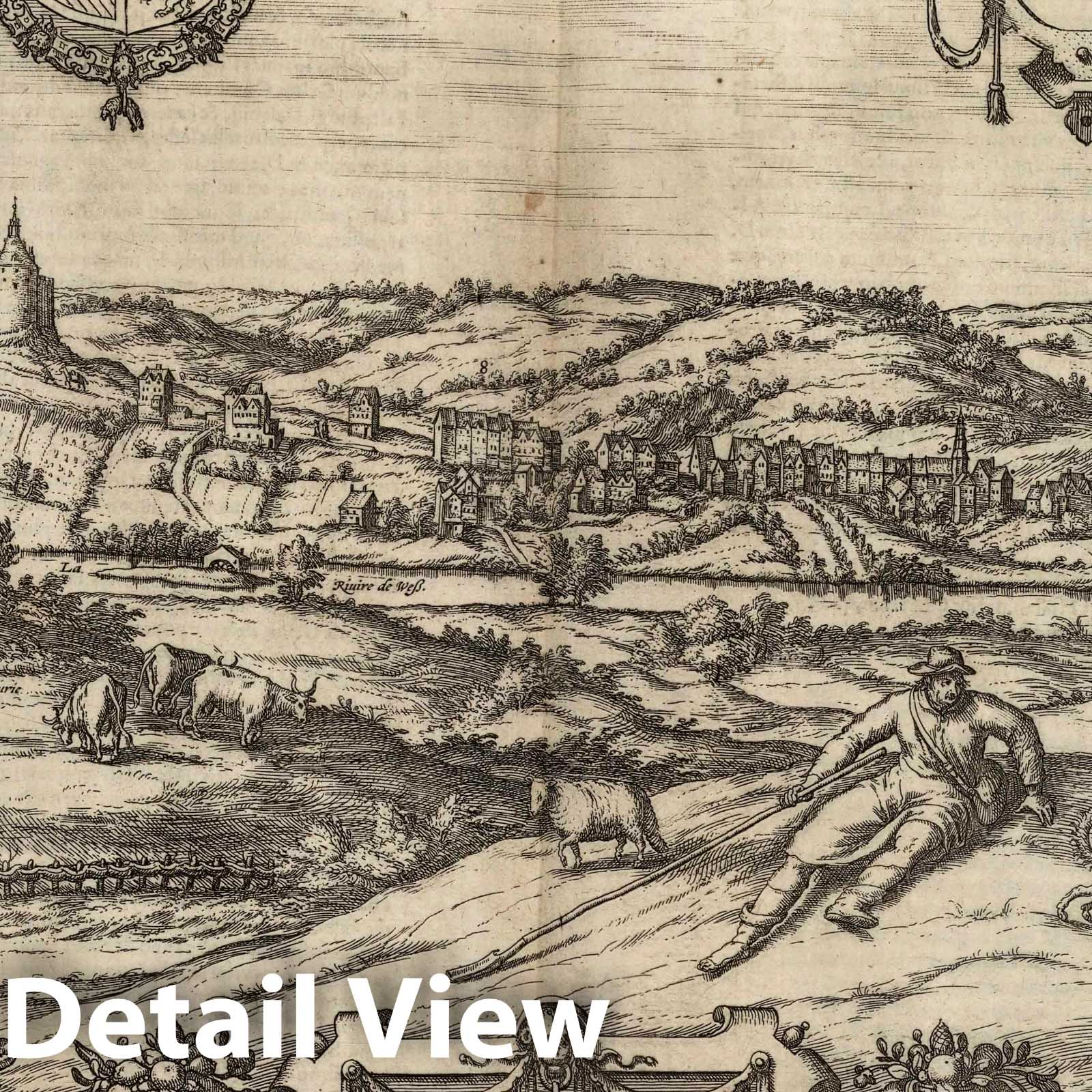 Limbourg, Belgium - River Map, 1575 - Historical Map Print