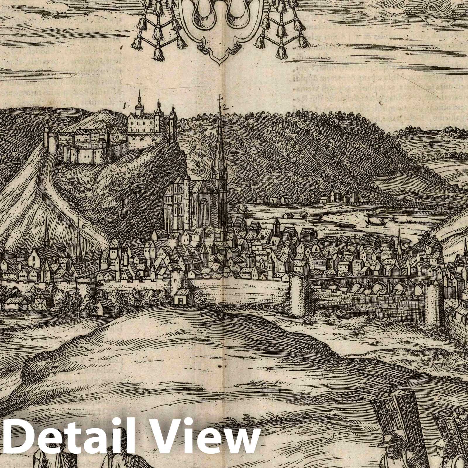 Huy, Belgium - River Map, 1575 - Historical Map Print