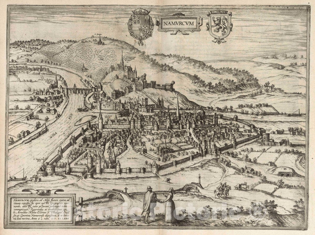 Historic Map : Namur , Belgium Vol II (20) Namurcum (Namur), 1575 Atlas , Vintage Wall Art