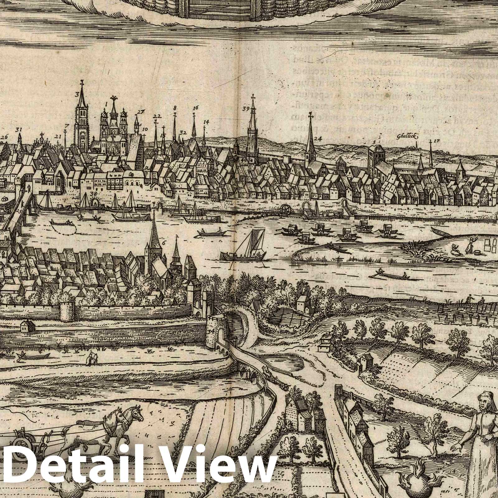 Maastricht, Netherlands - River Map, 1575 - Historical Map Print