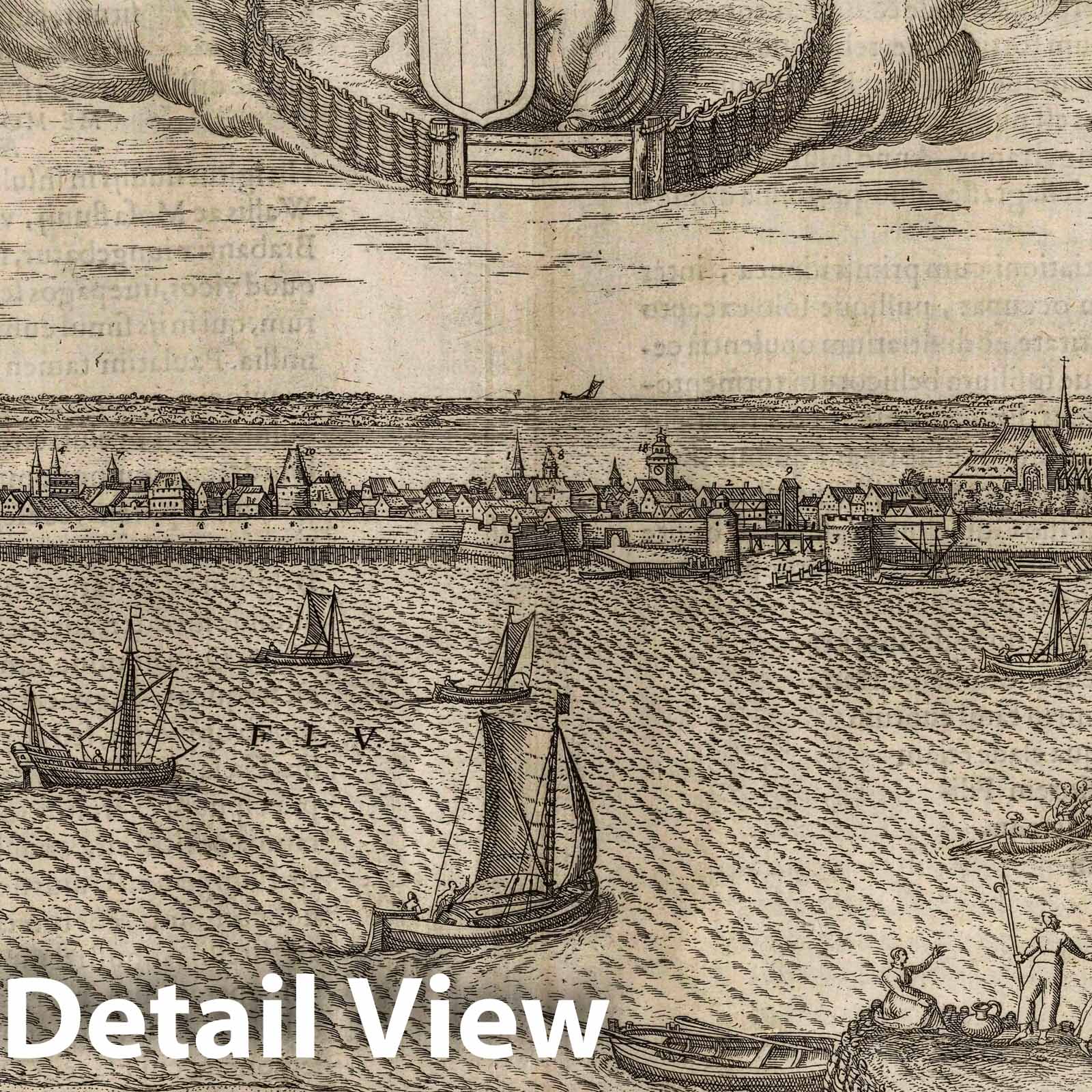 Dordrecht, Netherlands - River Map, 1575 - Historical Map Print