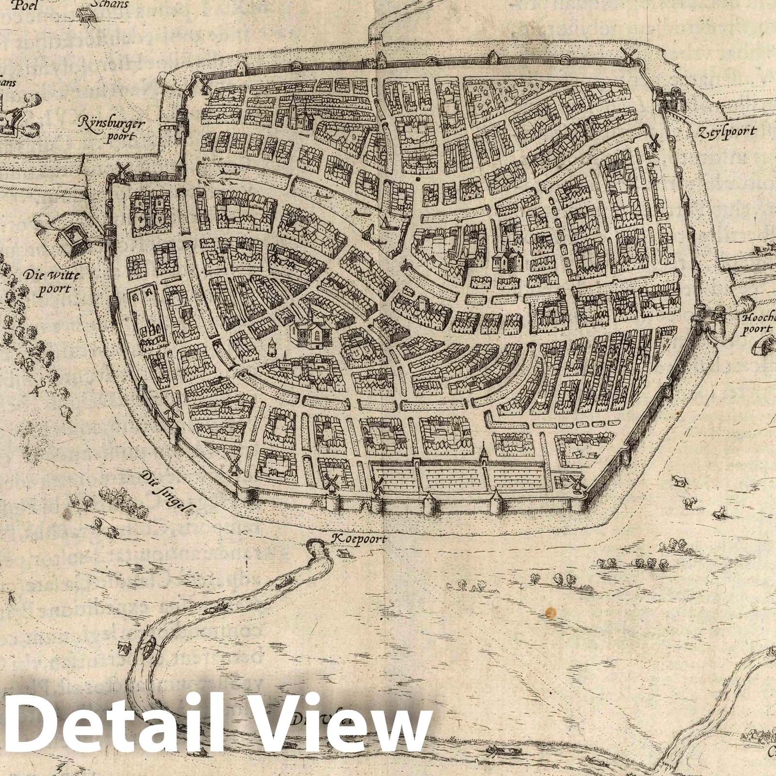 Leiden, Netherlands - River Map, 1593 - Civitates Orbis Terrarum