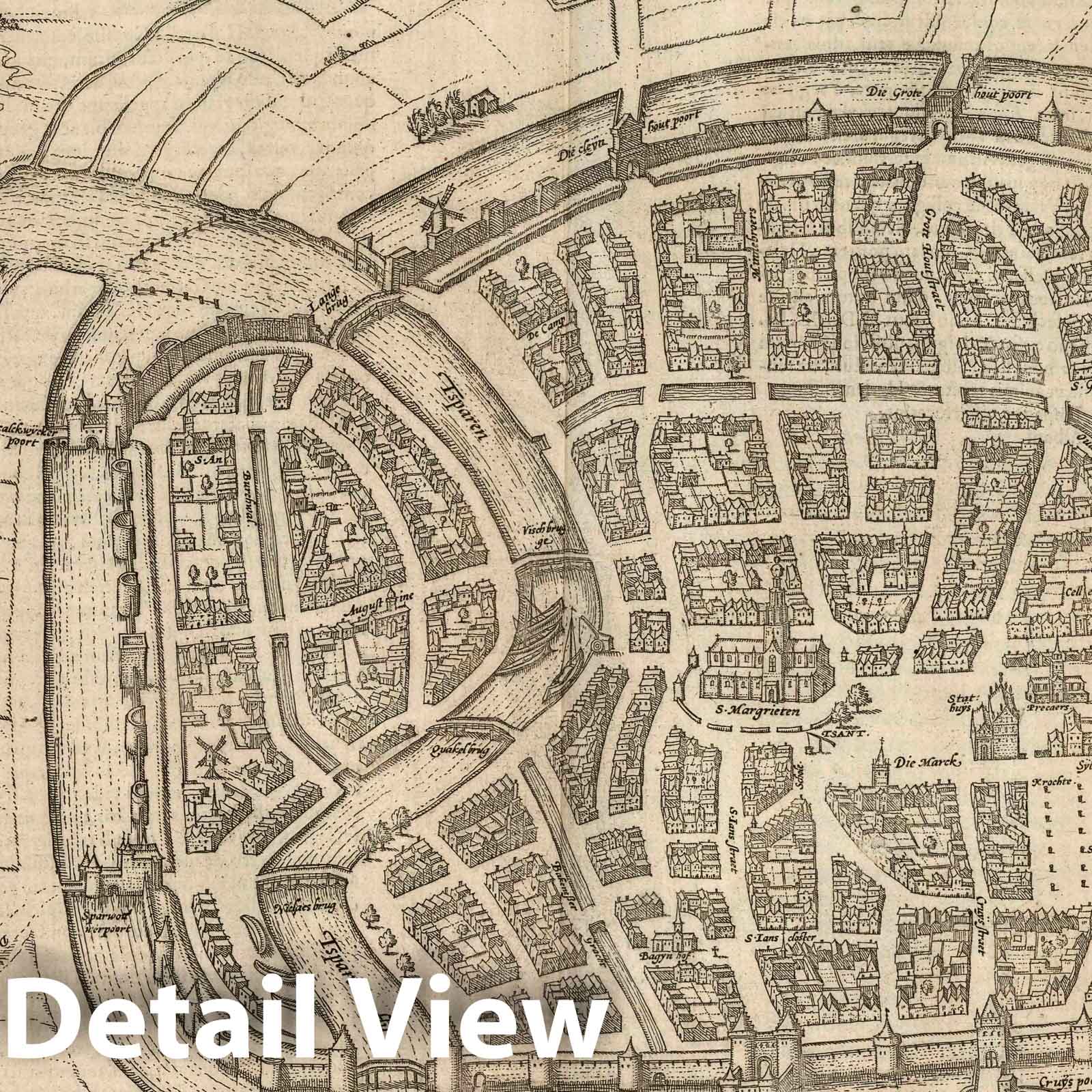 Haarlem, Netherlands - River Map, 1575 - Historical Map Reproduction