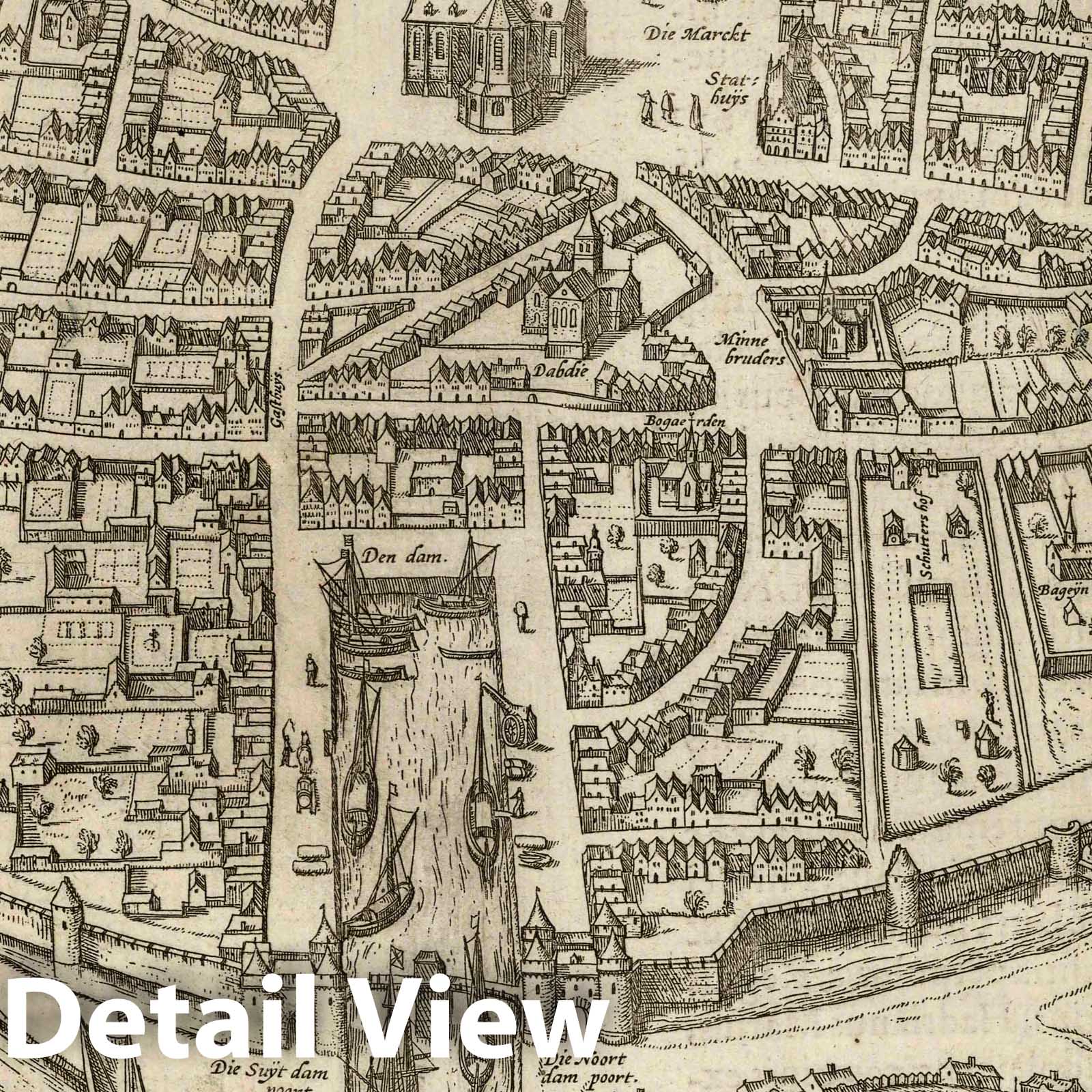 Middelburg, Netherlands - River Map, 1575 - Historical City Plan Print