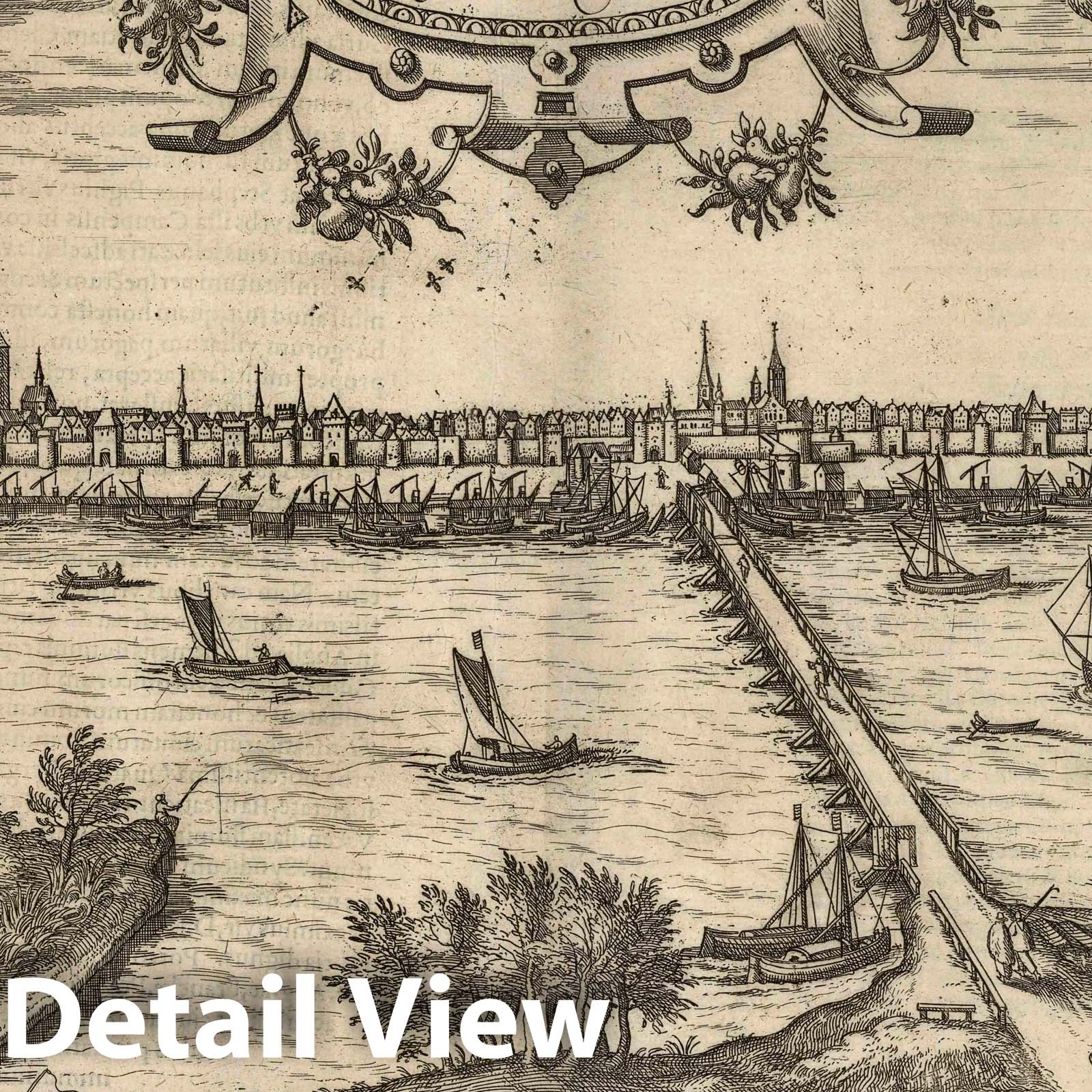 Kampen, Netherlands - River Map, 1575 - Historical Map Print